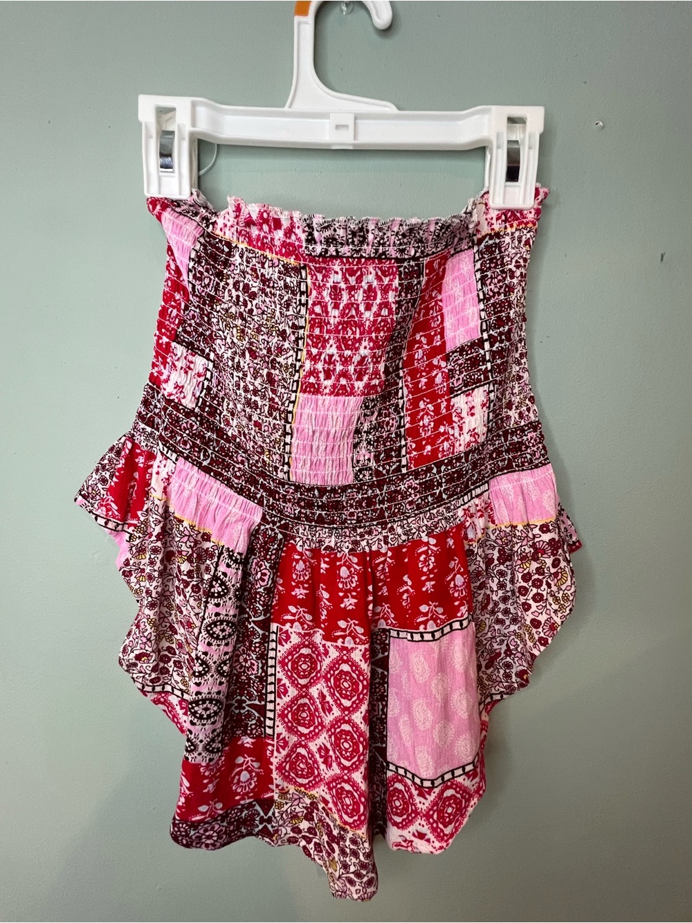NWT New Look Patchwork Smocked Strapless Peplum Tube Top | Boho Festival